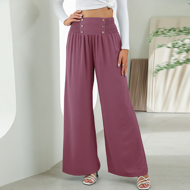 Pantalon droit à jambes larges et élastique