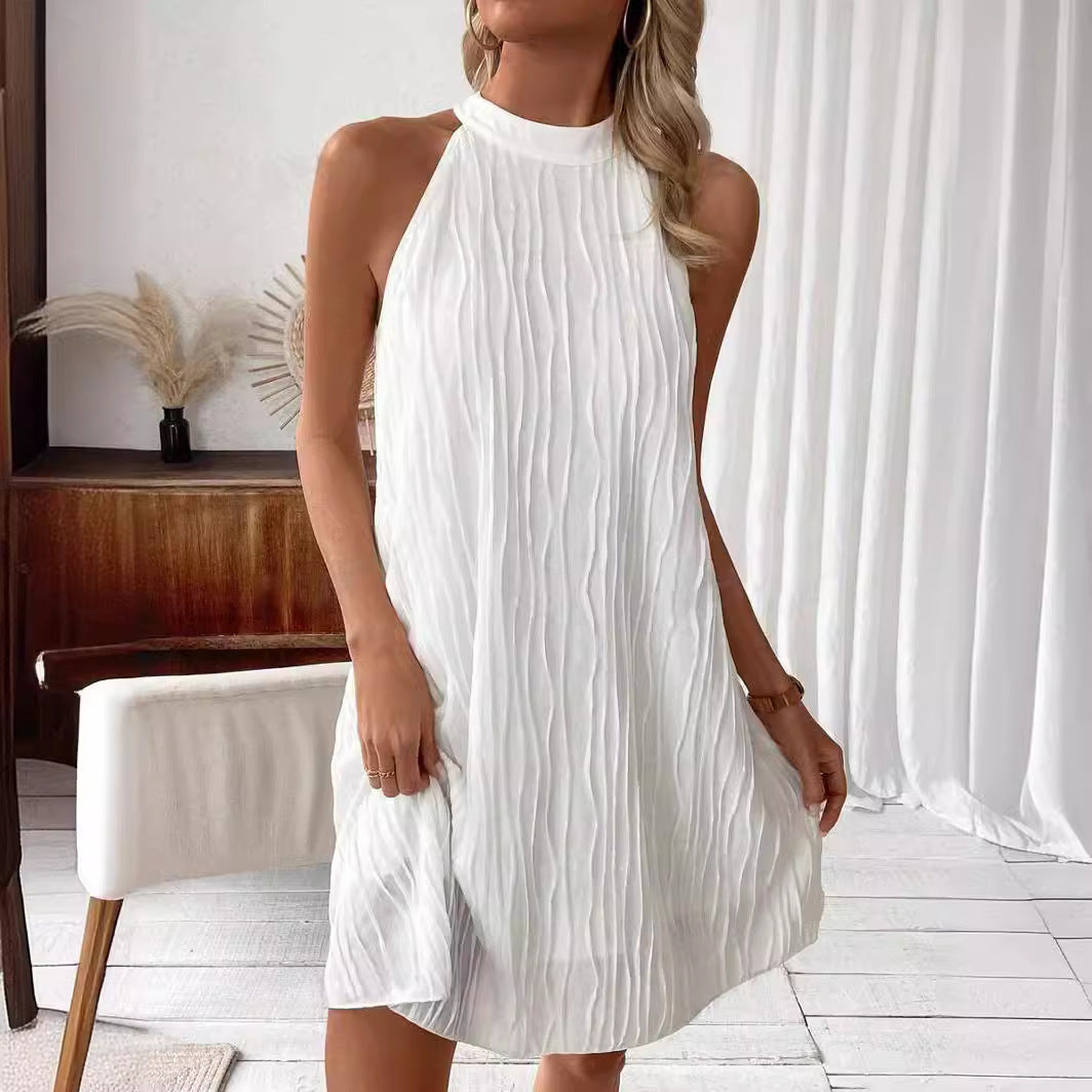 Lyana – Robe Mi-Longue Dos Nu à Col Halter et Coupe Fluide