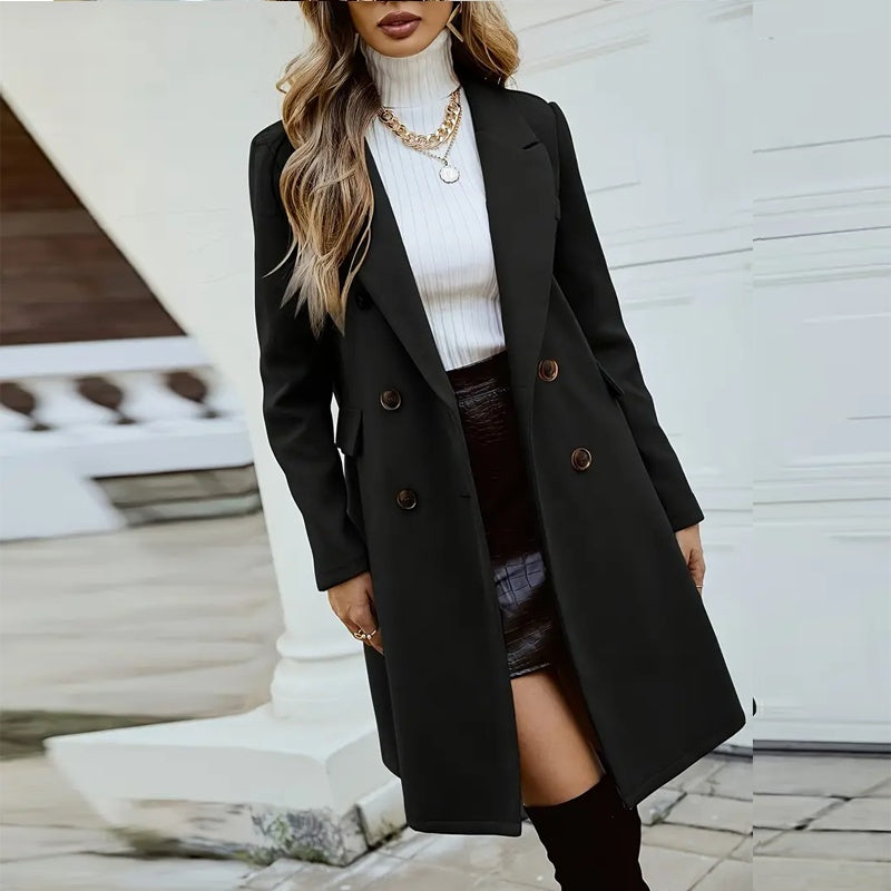 Manteau mi-long a double boutonnage pour femme