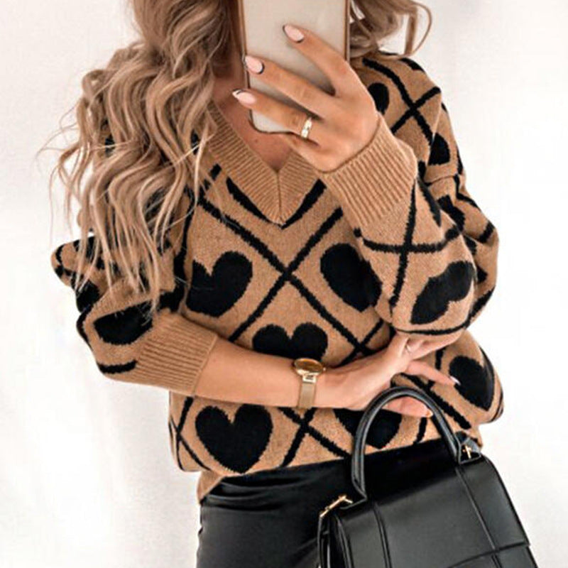 Pull col en v amour