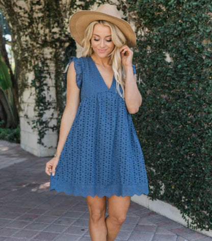 Robe en broderie avec short intégré