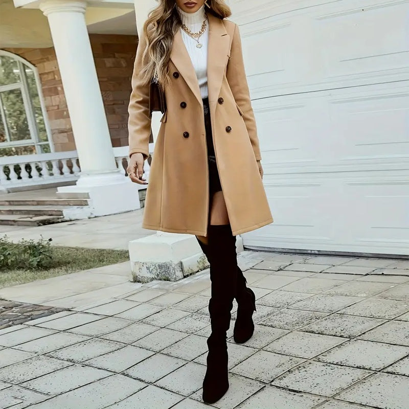 Manteau mi-long a double boutonnage pour femme