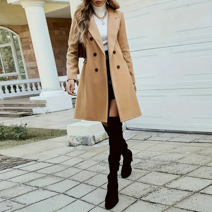 Manteau mi-long a double boutonnage pour femme