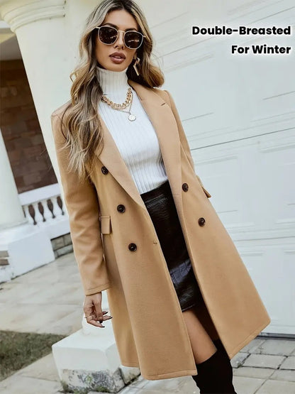 Manteau mi-long a double boutonnage pour femme