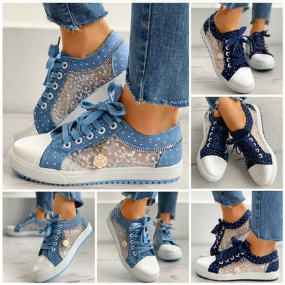 Chaussures plates à lacets en toile