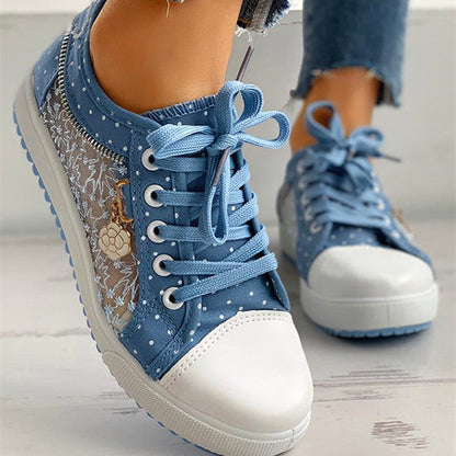 Chaussures plates à lacets en toile