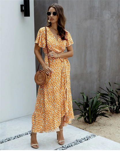 Robe Longue Bohème Florale Fendue