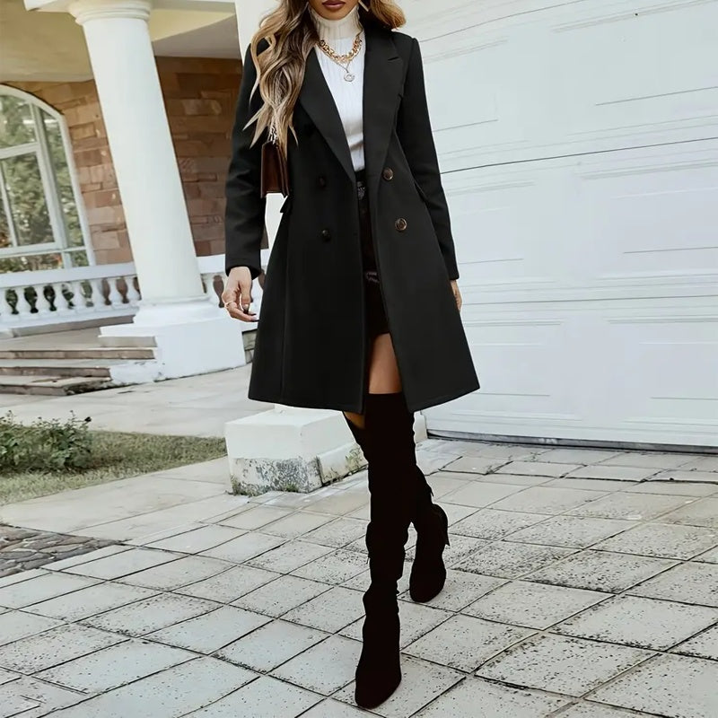 Manteau mi-long a double boutonnage pour femme