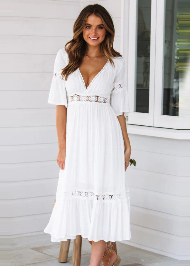 Robe Longue En Dentelle Style Bohème