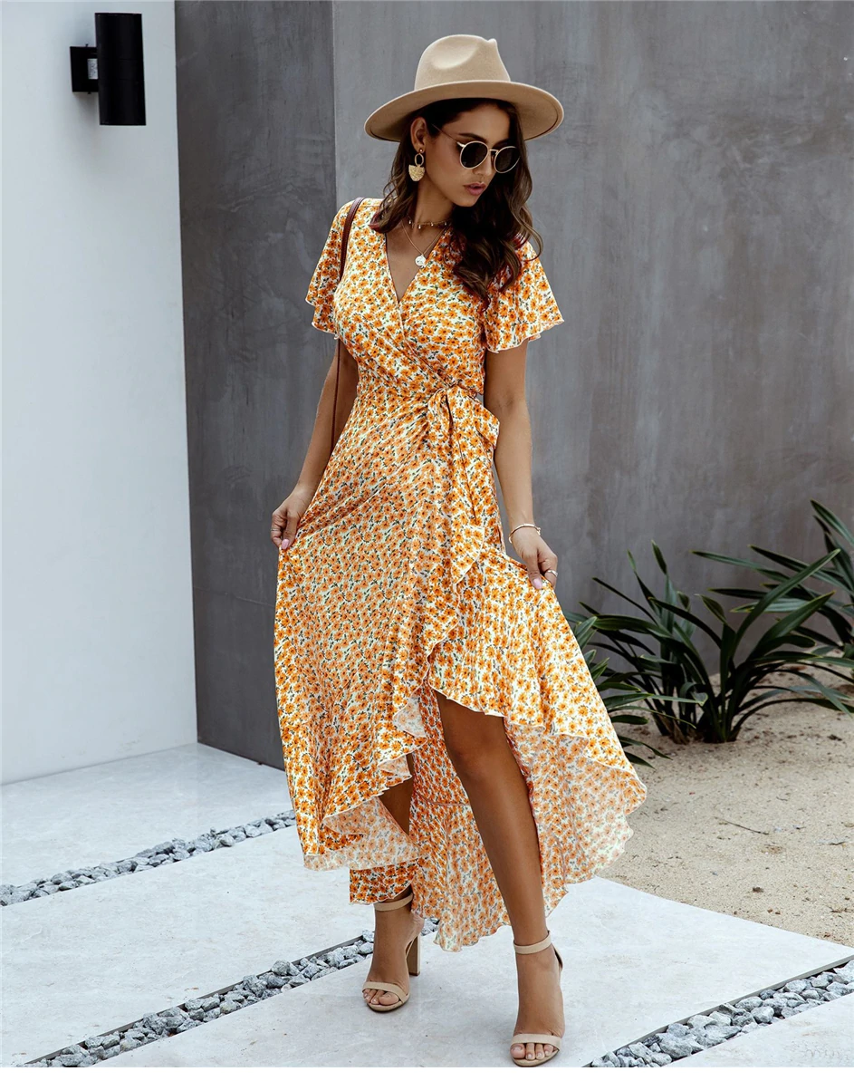 Robe Longue Bohème Florale Fendue