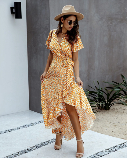 Robe Longue Bohème Florale Fendue