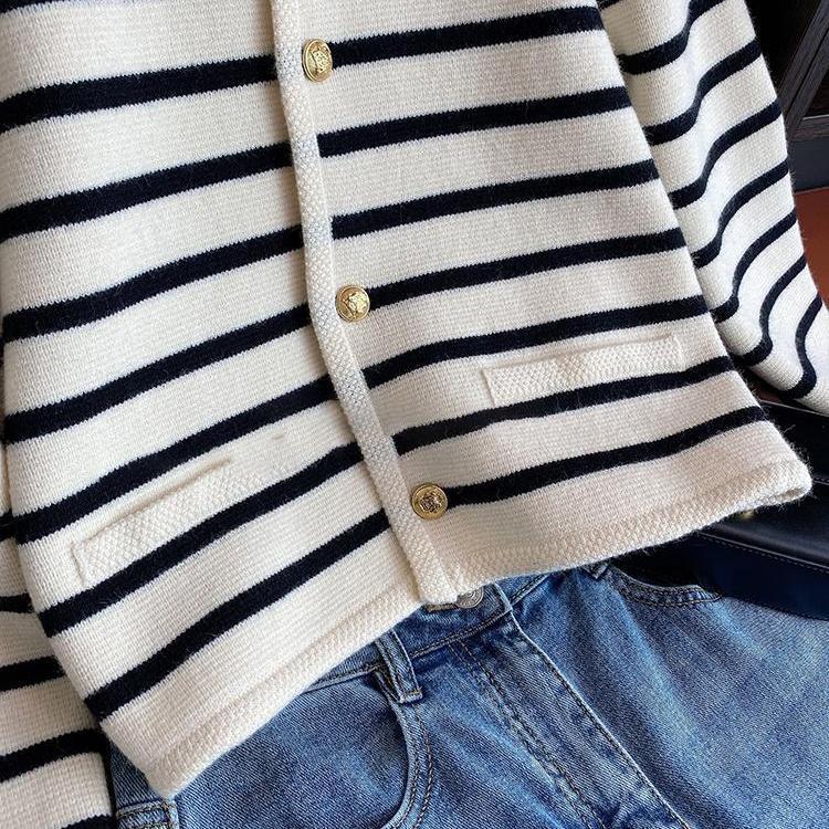 Cardigan rayé chic