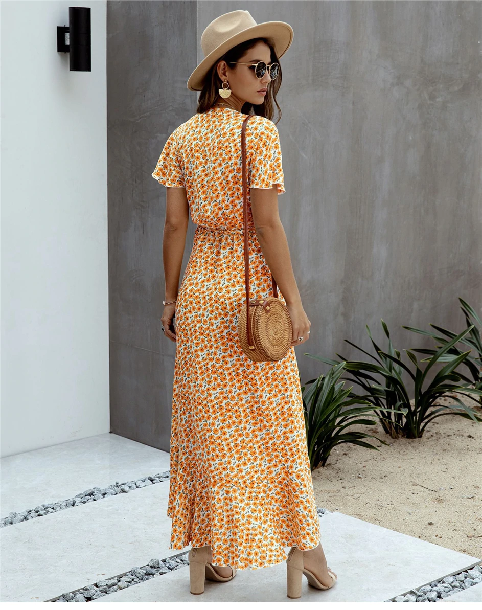 Robe Longue Bohème Florale Fendue