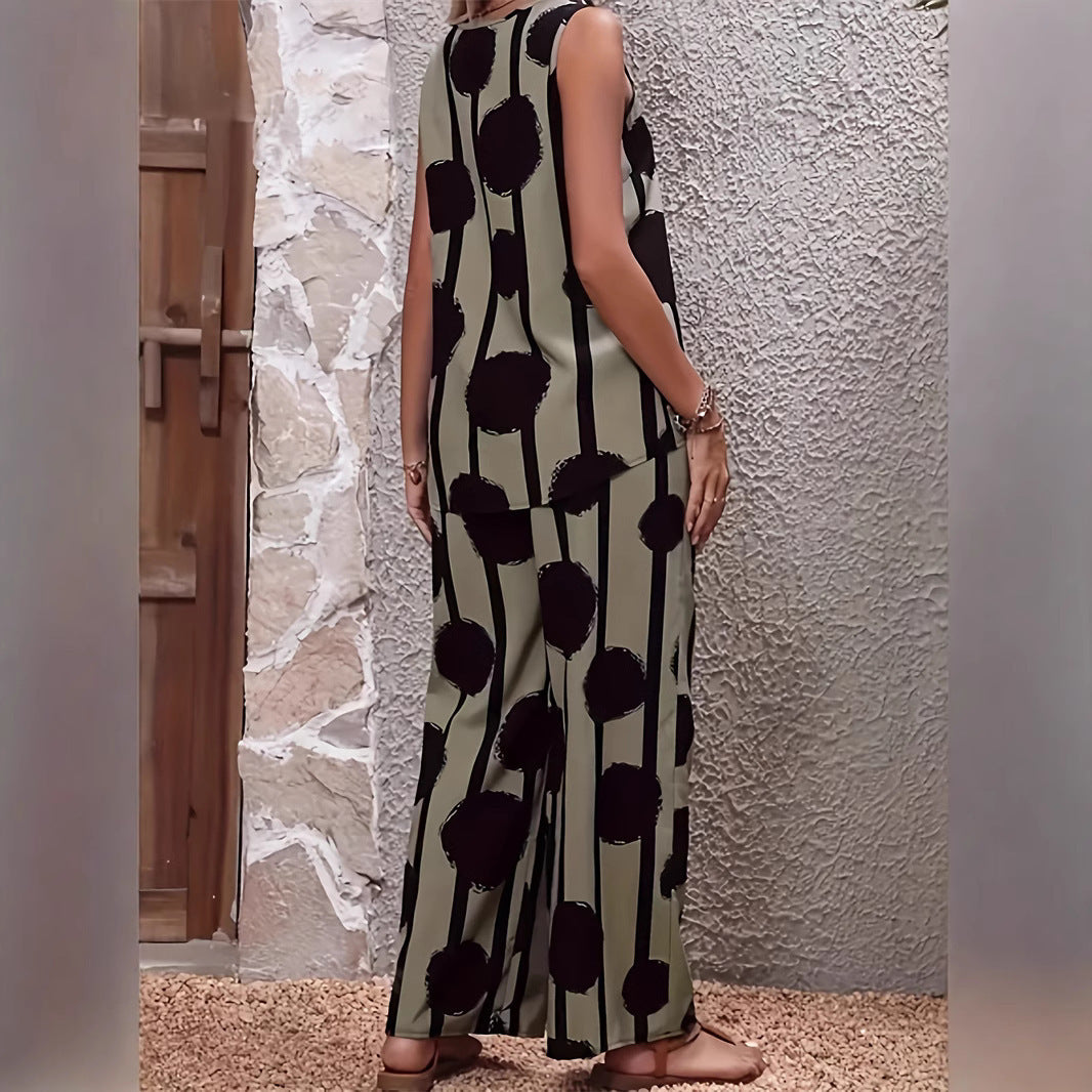 Ensomble Costume  avec pantalon large imprimé