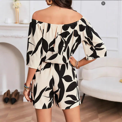 Combinaison chic à Épaules Découvertes et Taille Elastique