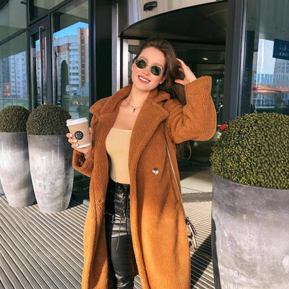 Manteau Long Douillet en Fourrure Synthétique