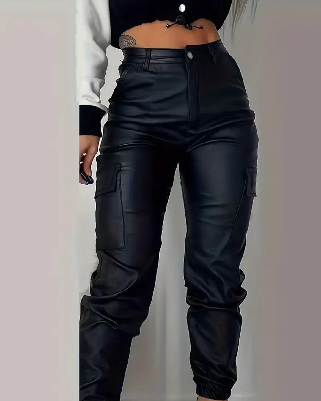 Ashe | Pantalon en Cuir Cargo pour Femmes
