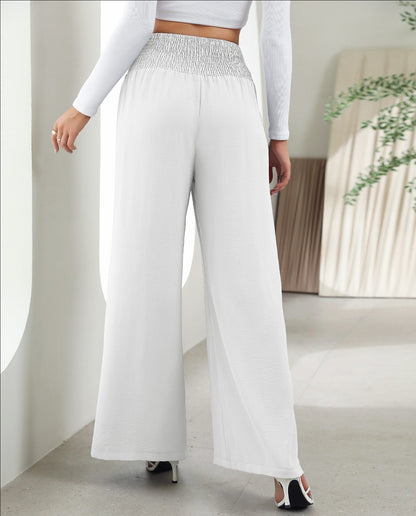 Pantalon droit à jambes larges et élastique