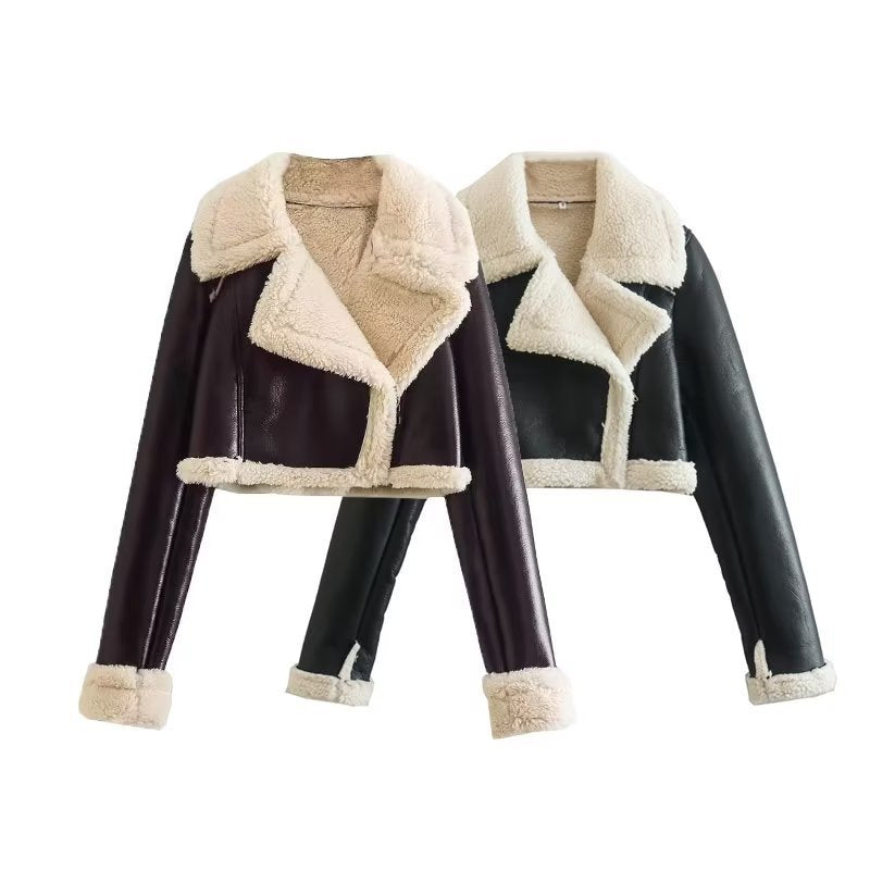 Veste Courte Réversible Fourrure & Zipper