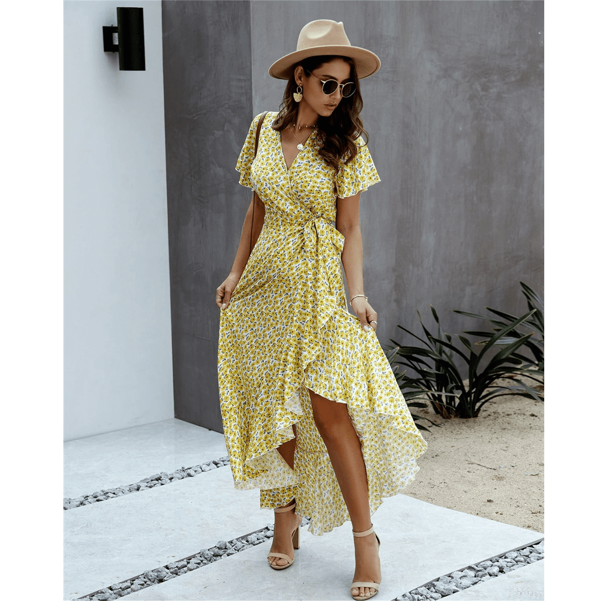 Robe Jaune Citron Cache Coeur