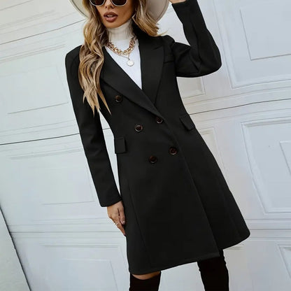 Manteau mi-long a double boutonnage pour femme