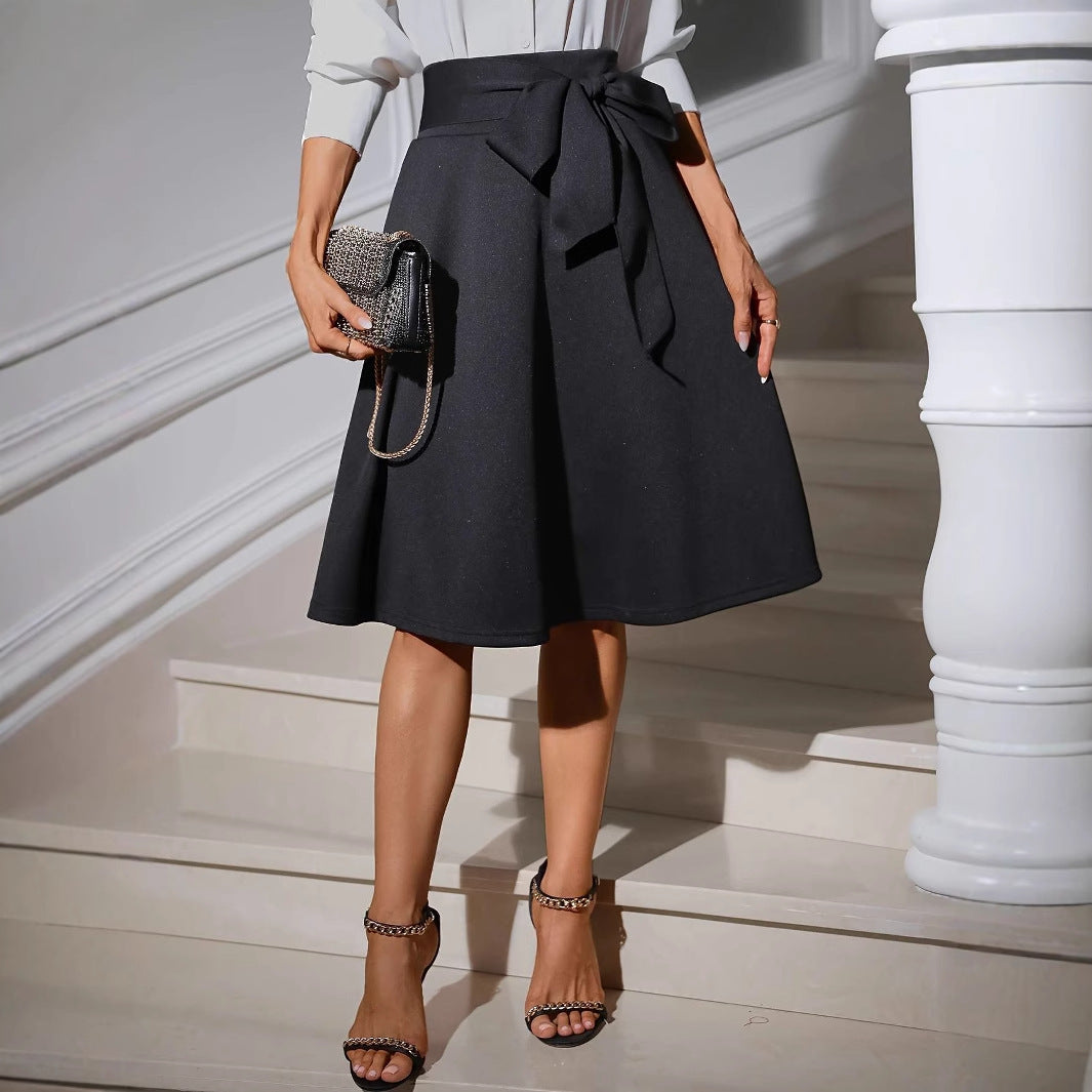 Jupe Rétro Taille Haute avec Ceinture