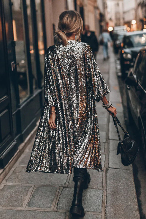 Dominique | Kimono à manches cloche à paillettes disco glamour
