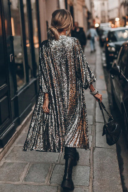 Dominique | Kimono à manches cloche à paillettes disco glamour