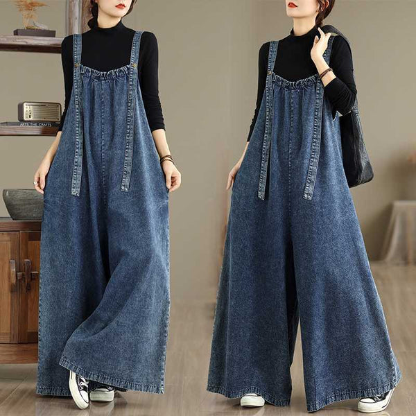Salopette en Jean Vintage Femme – Coupe Ample et Confortable