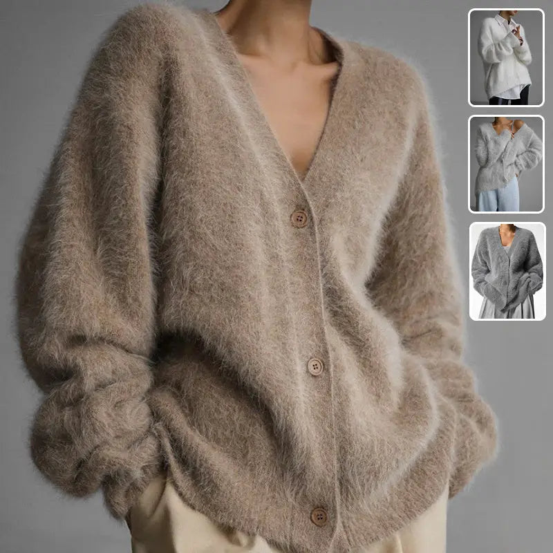 Élina | Cardigan V-Long pour une Élégance Décontractée Automne-Hiver