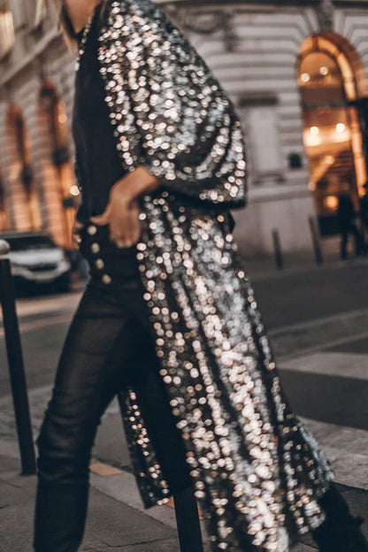 Dominique | Kimono à manches cloche à paillettes disco glamour