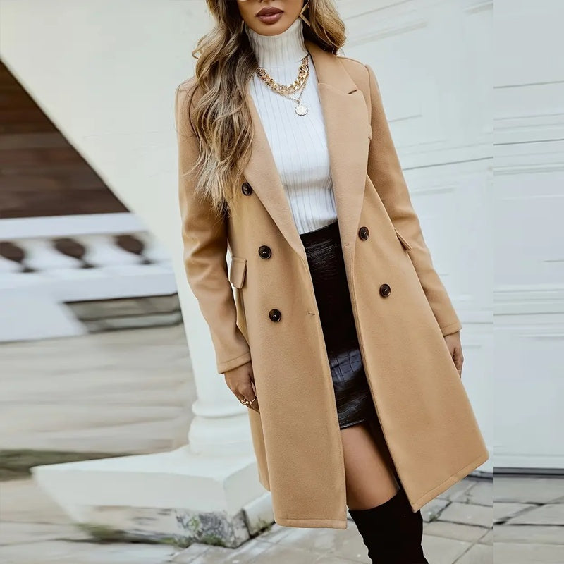Manteau mi-long a double boutonnage pour femme