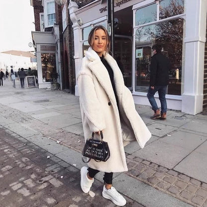 Manteau Long Douillet en Fourrure Synthétique