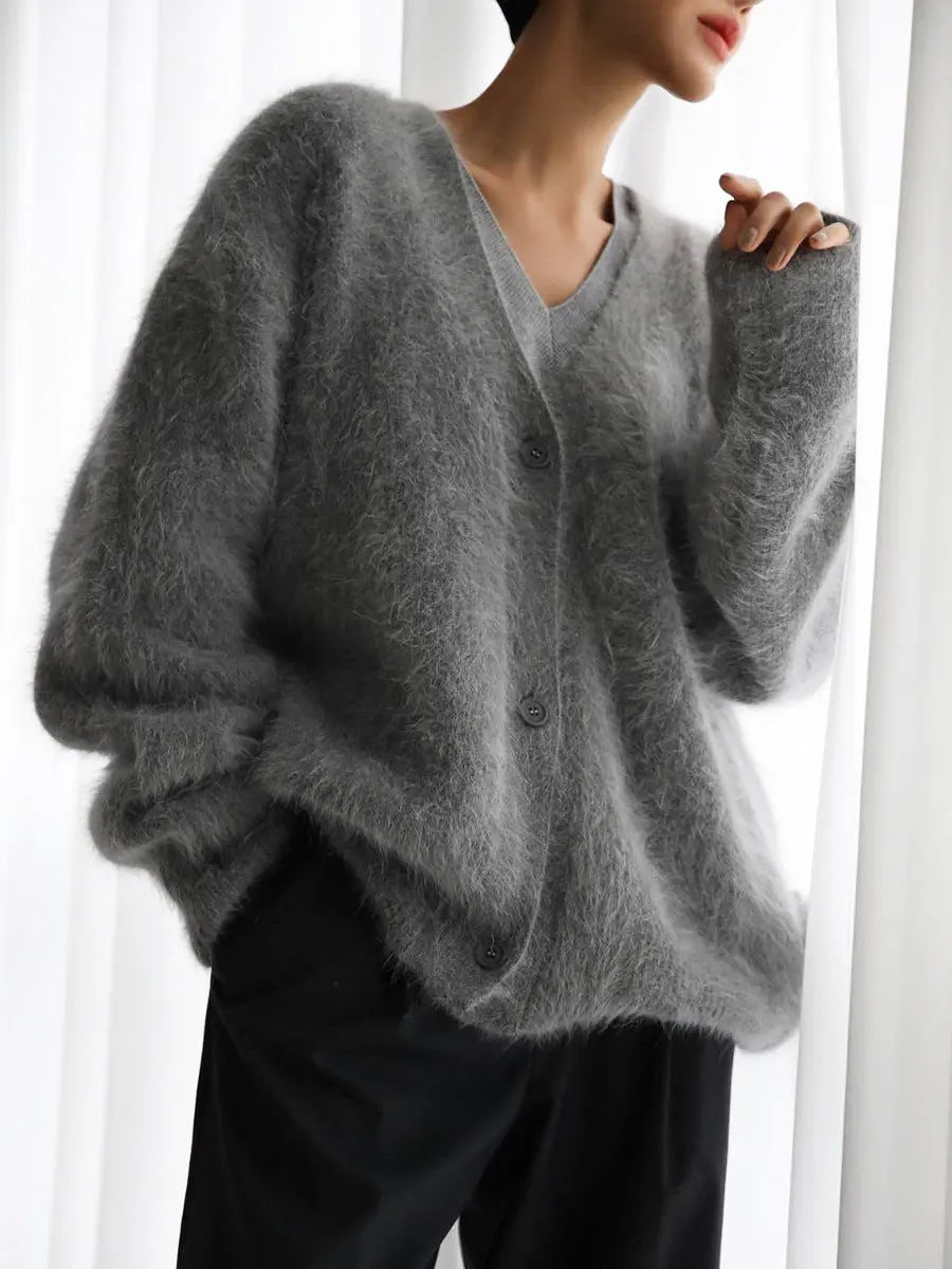 Élina | Cardigan V-Long pour une Élégance Décontractée Automne-Hiver lunnav