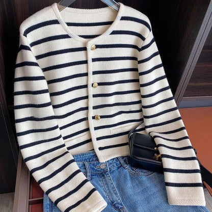 Cardigan rayé chic