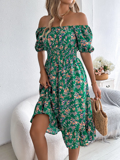 Robe Fleurie Épaules Dénudée