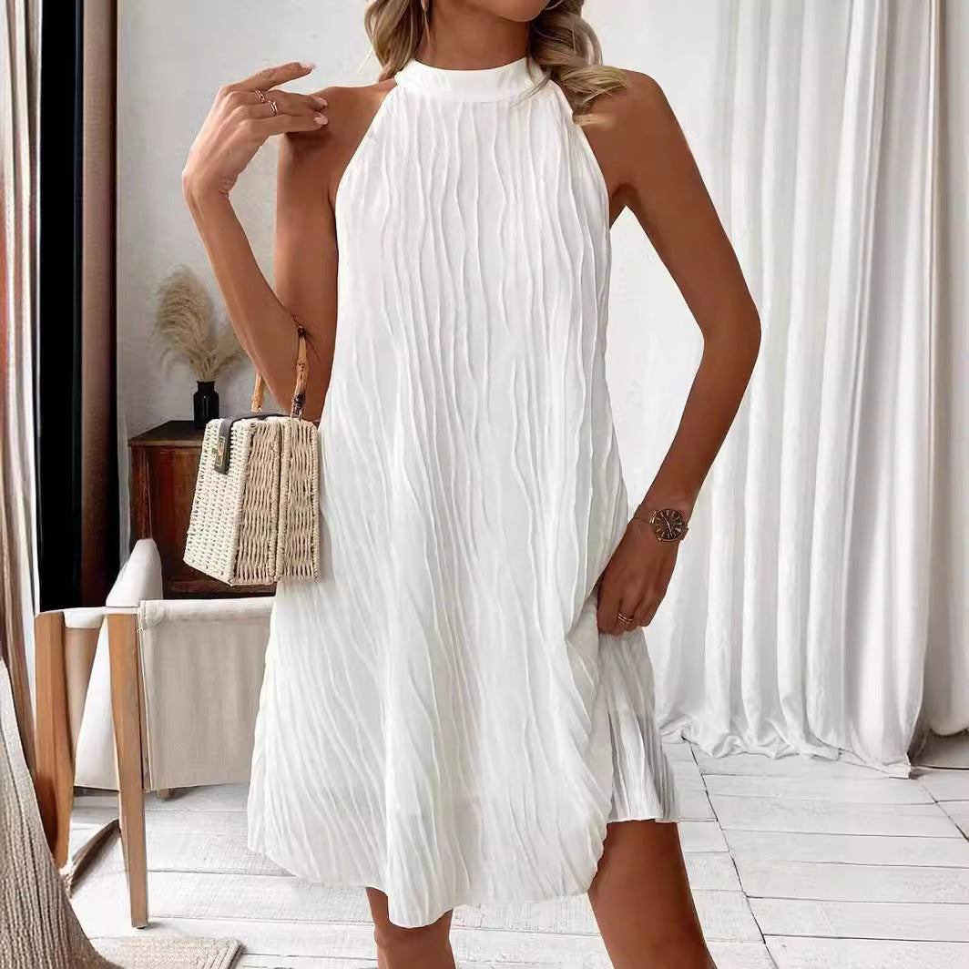 Lyana – Robe Mi-Longue Dos Nu à Col Halter et Coupe Fluide