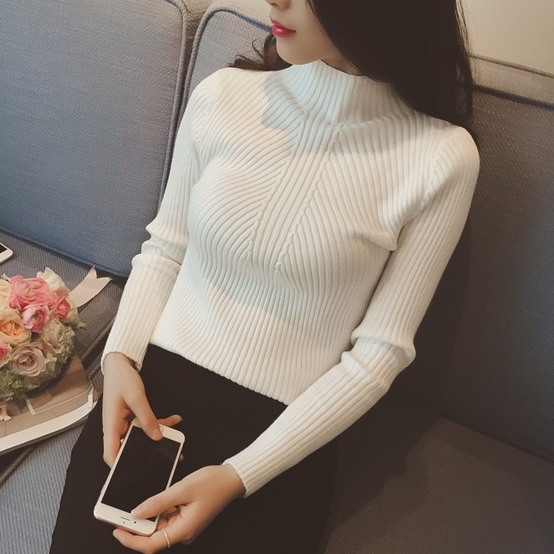 Pull demi-col enfilé pour femme