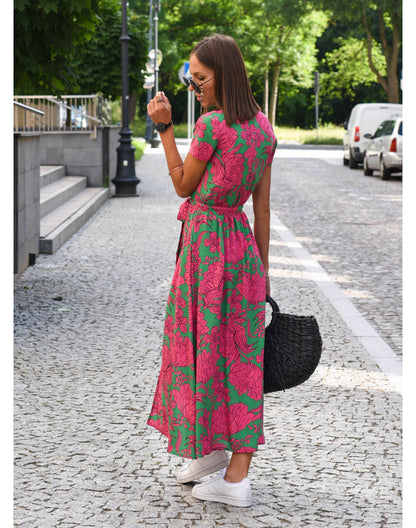 Soléna – Robe de Plage Évasée à Imprimé Coloré