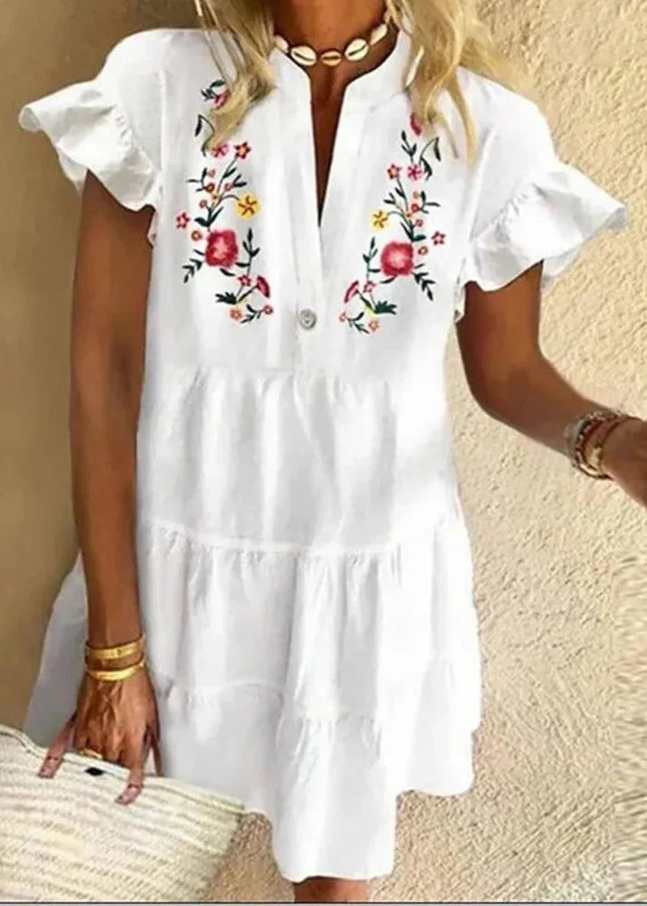 Robe hippie Blanche Fleurie