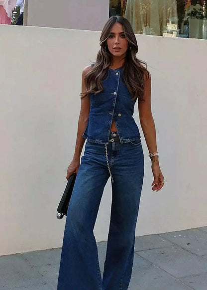 Ensemble en Jean – Gilet Sans Manches et Pantalon