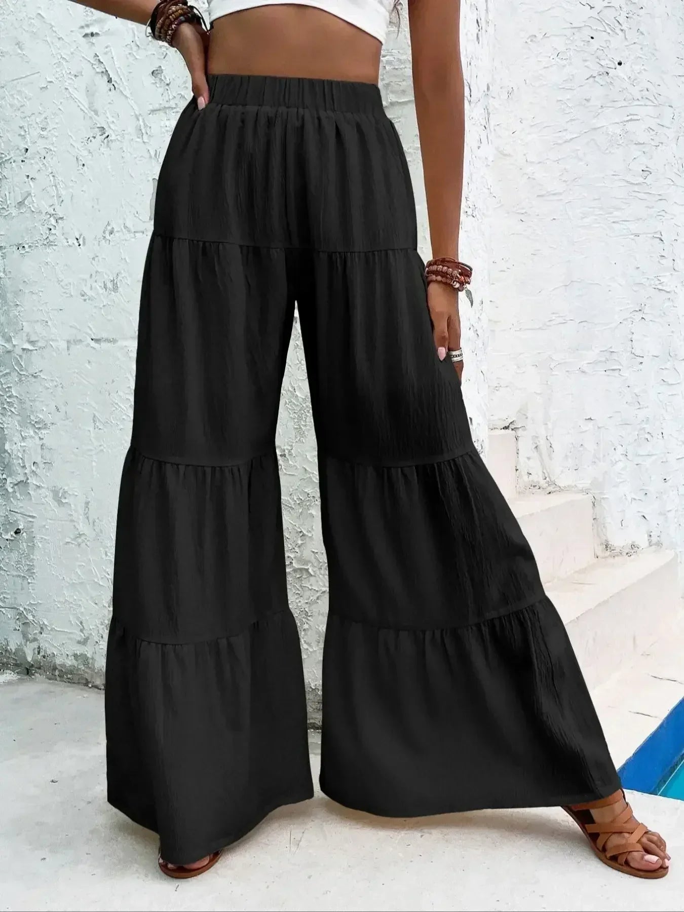 Pantalon Large à Volants Pour Femme