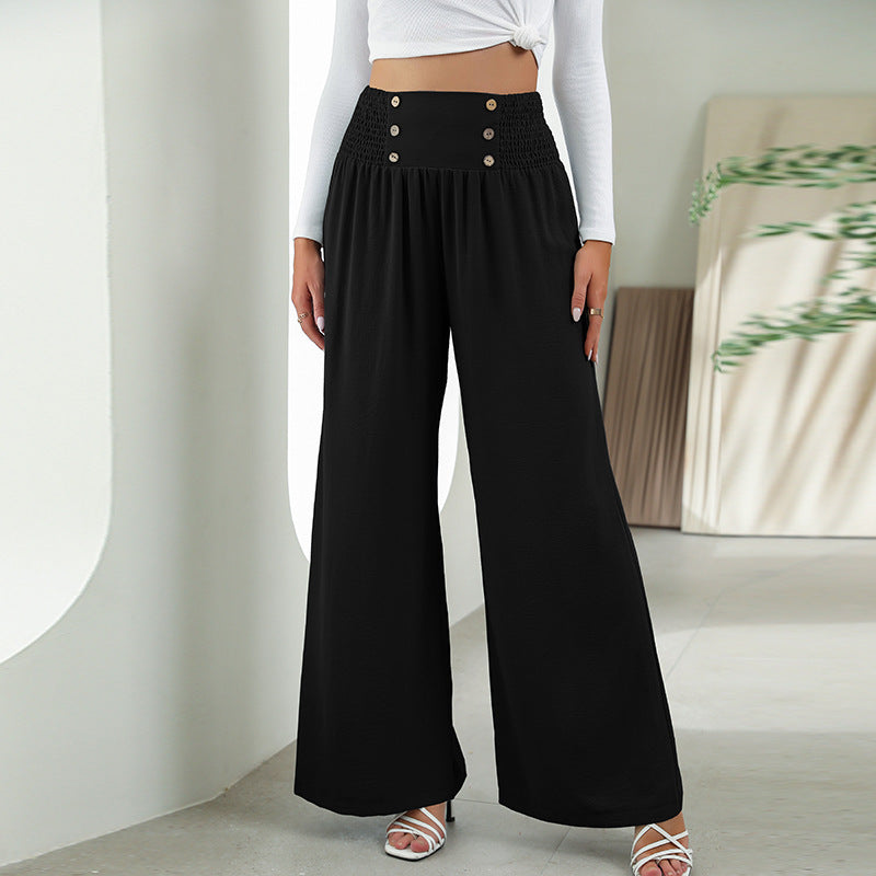 Pantalon droit à jambes larges et élastique