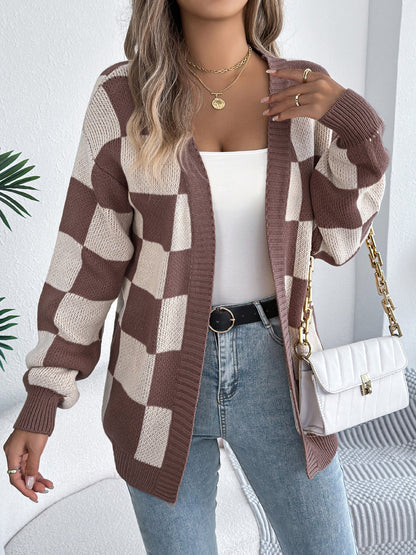 Cardigan Tendance à Carreaux Modernes