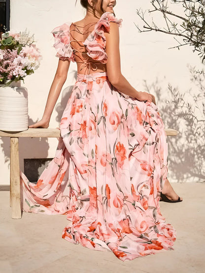 Daisy - Robe longue fleurie raffinée
