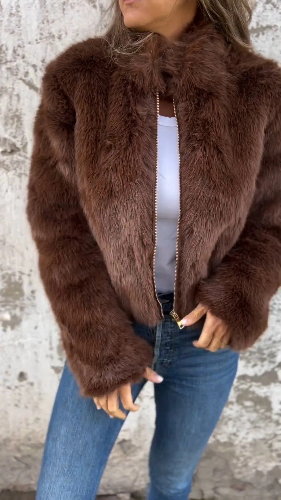 Veste en Polaire à Col Montant