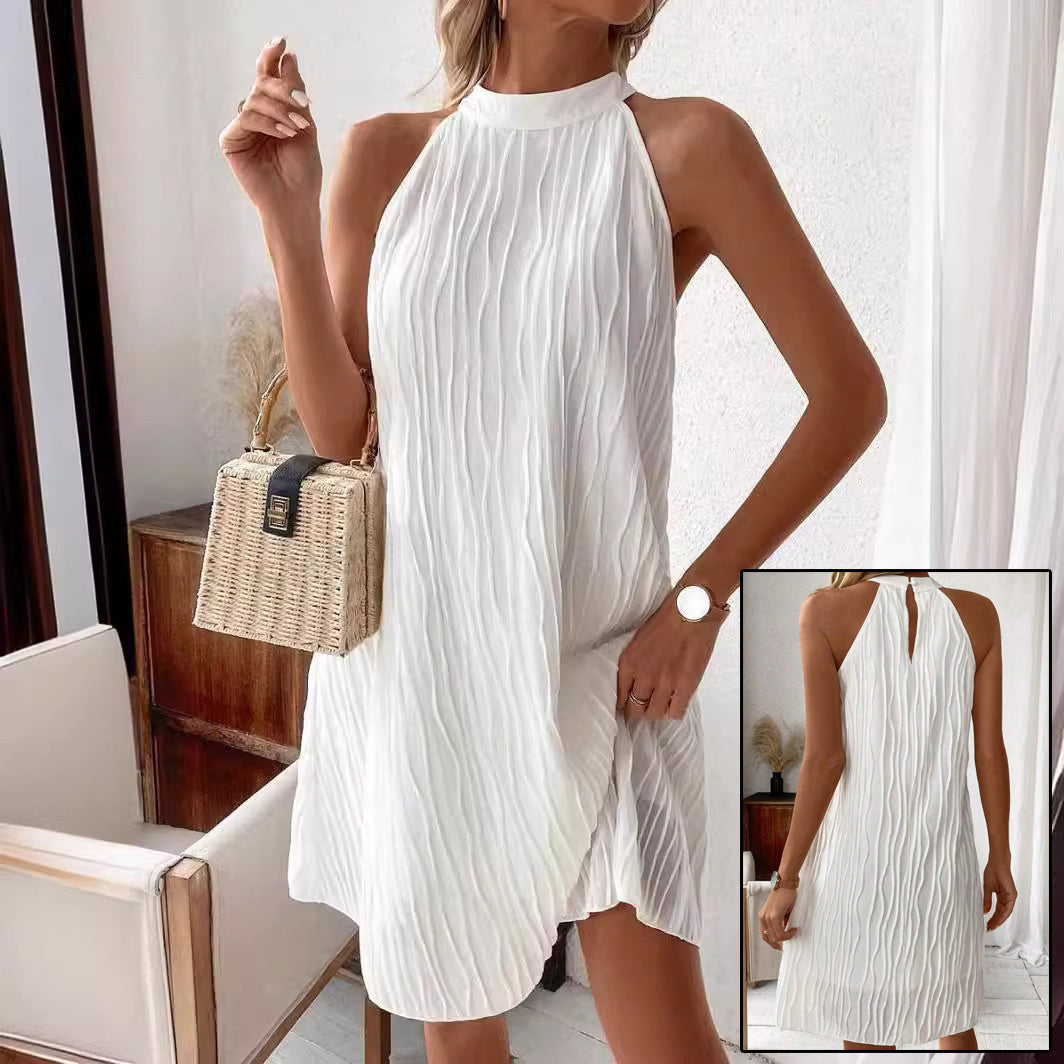 Lyana – Robe Mi-Longue Dos Nu à Col Halter et Coupe Fluide