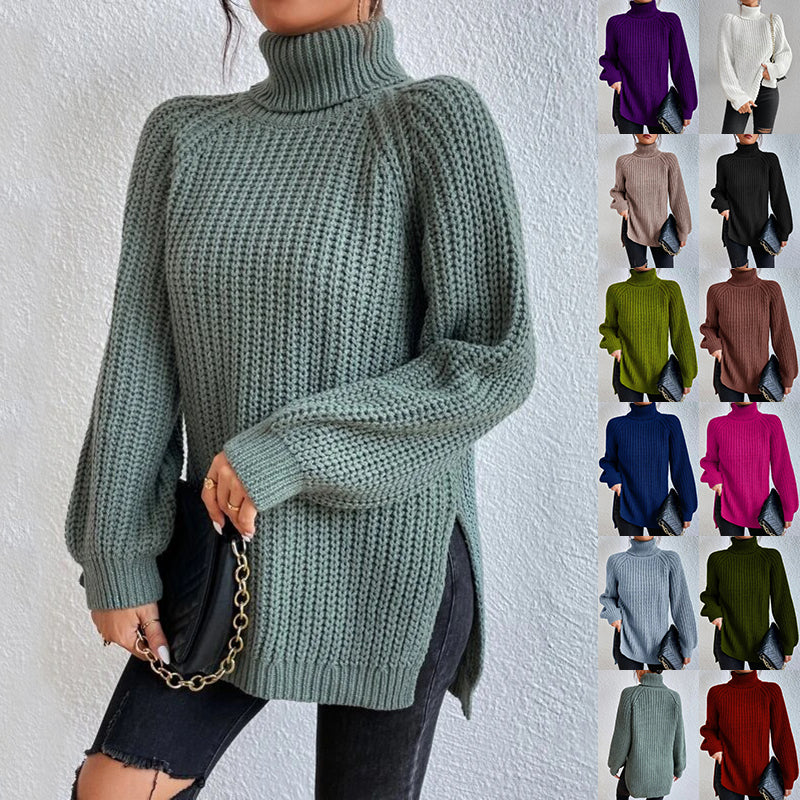 Pull à col roulé avec design fendu