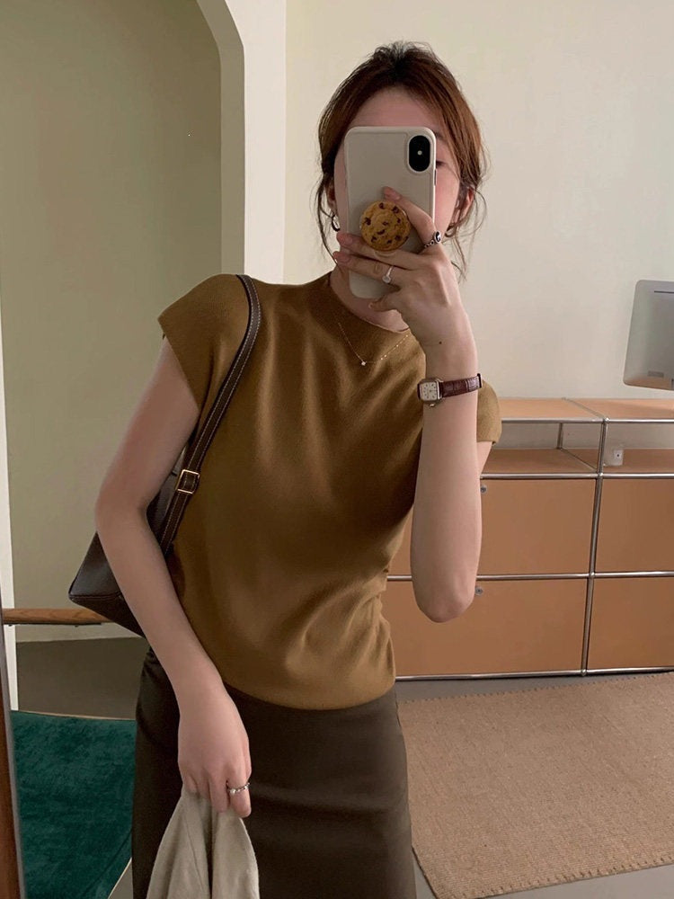 Top Maille Élégant Femme à Demi-Col – Coupe Ajustée et Style Intemporel