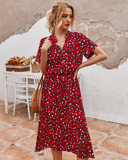 Liora – Robe Chemise à Pois Élégante et Décontractée